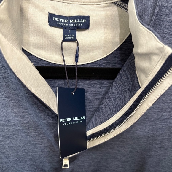 NWT Peter Millar Crown Navy Crafted Stealth Performance 1/4 Zip Blue Vest Small - Picture 10 of 11